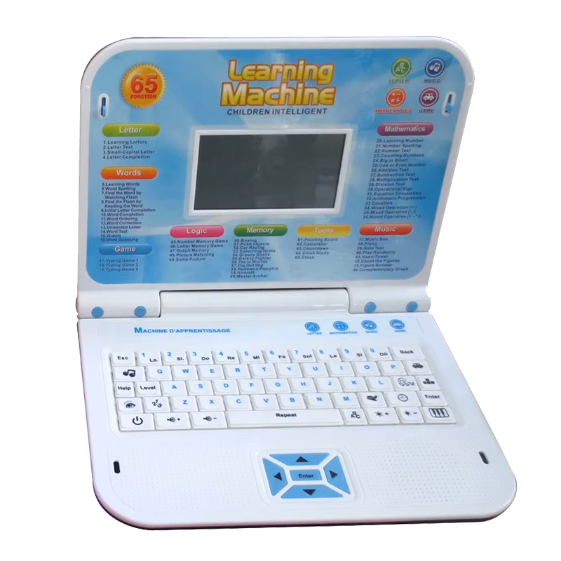 Ordinateur d'apprentissage bilingue Français- anglais 65 fonctions couleur bleu